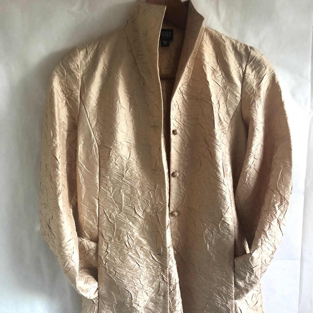 Eileen Fisher Petite Gold Silk Light Jacket
